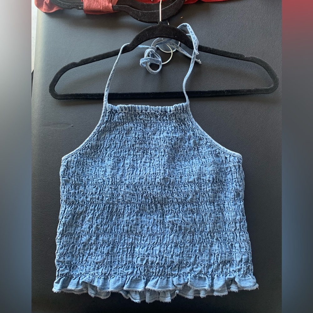 Denim halter tank top